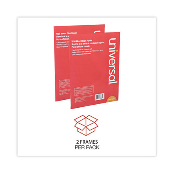 Wall Mount Sign Holder, 8.5 x 11, Vertical, Clear