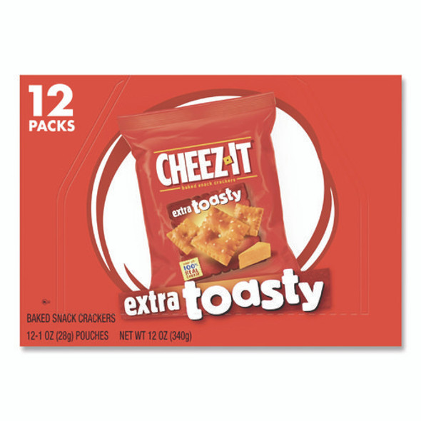 Baked Snack Crackers, Extra Toasty Crackers, 1 oz Bag, 12/Box