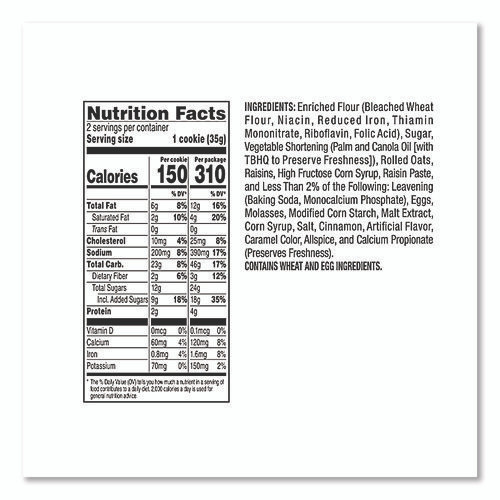 Cookies - Single Serve, Oatmeal Raisin, 2.5 oz Packet, 60/Carton