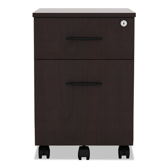 Alera Valencia Series Mobile Pedestal, Left or Right, 2-Drawers: Box/File, Legal/Letter, Mahogany, 15.88" x 19.13" x 22.88"