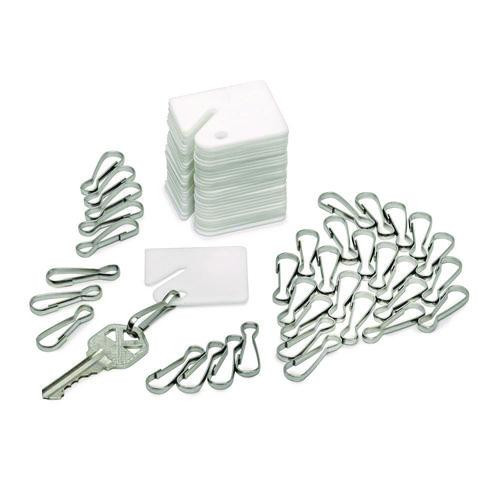 Plastic Identification Key Tags, White, 100/Pack