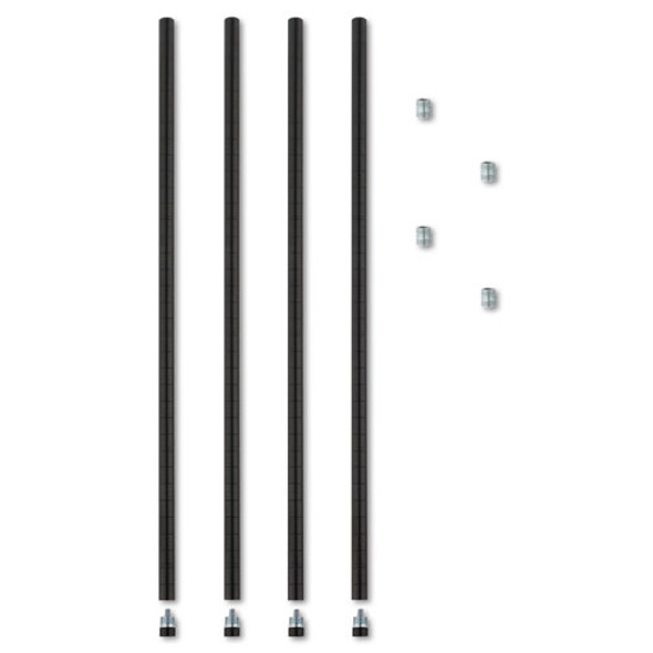 Stackable Posts For Wire Shelving, 36 "High, Black, 4/Pack