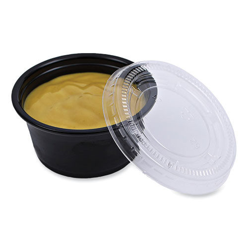 Souffle/Portion Cup Lids, Fits 1.5 oz and 2 oz Portion Cups, Plastic, Clear, 2,500/Carton