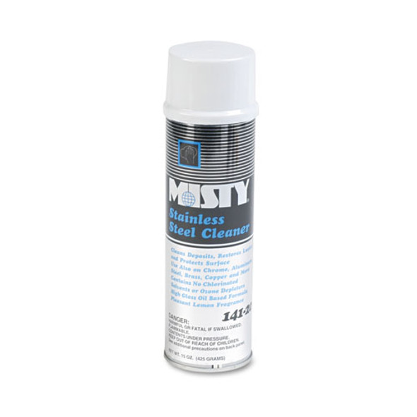 Stainless Steel Cleaner and Polish, Lemon Scent, 15 oz Aerosol Spray, 12/Carton