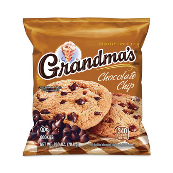 Homestyle Chocolate Chip Cookies, 2.5 oz Pack, 2 Cookies/Pack, 60 Packs/Carton