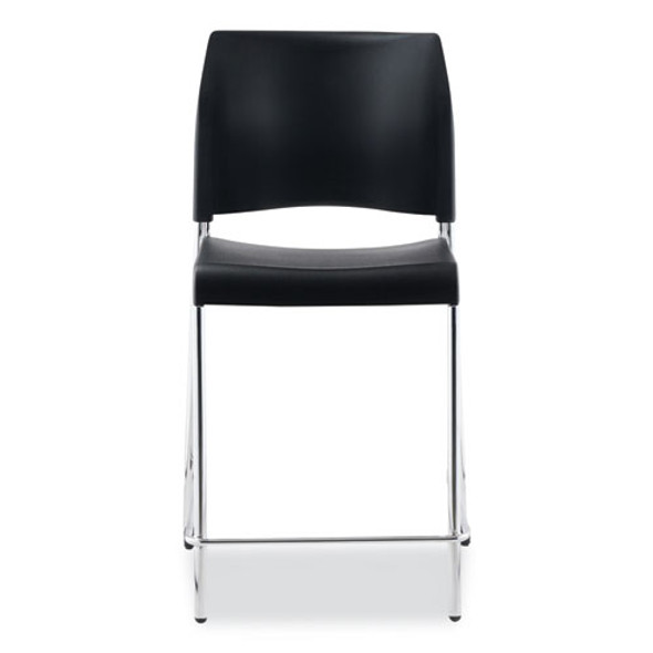 Cafetorium Counter Height Stool, Supports Up to 300 lb, 24" Seat Height, Black Seat, Black Back, Chrome Base Cafetorium Counter Height Stool, Supports Up to 300 lb, 24" Seat Height, Black Seat, Black Back, Chrome Base