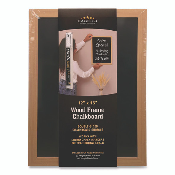 Chalkboard Sign, Black Surface, Brown Frame, 12 x 16