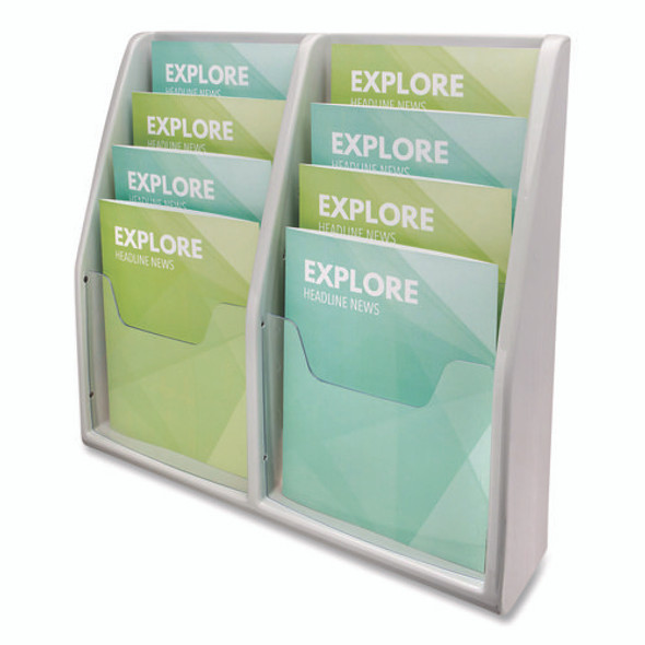 Multi-Tiered Desktop/Wall-Mount Literature Holders, 20.25w x 5d x 19.88h, Gray