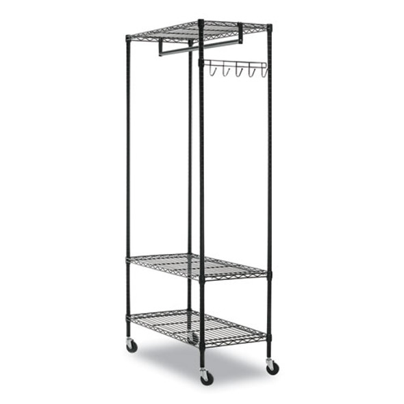 Wire Shelving Garment Rack, 40 Garments, 48w x 18d x 75h, Black