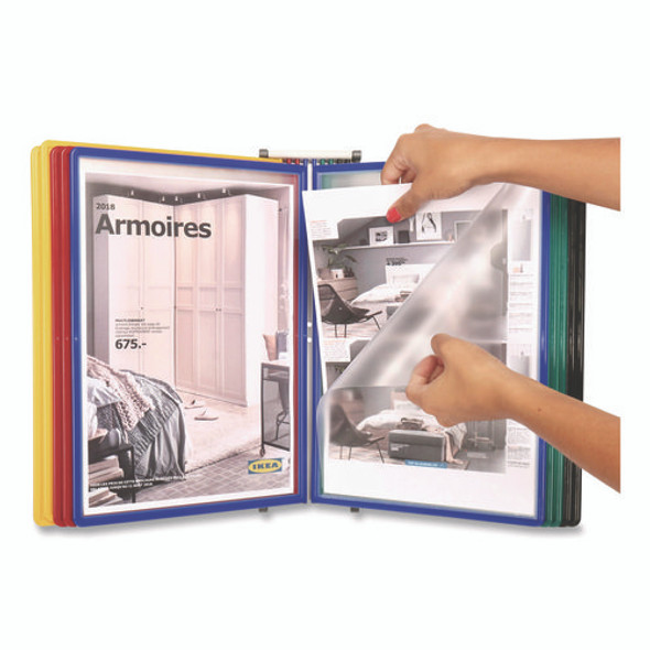 Easy-Load Wall Display Unit, 10 Panels with Assorted Borders, White Base