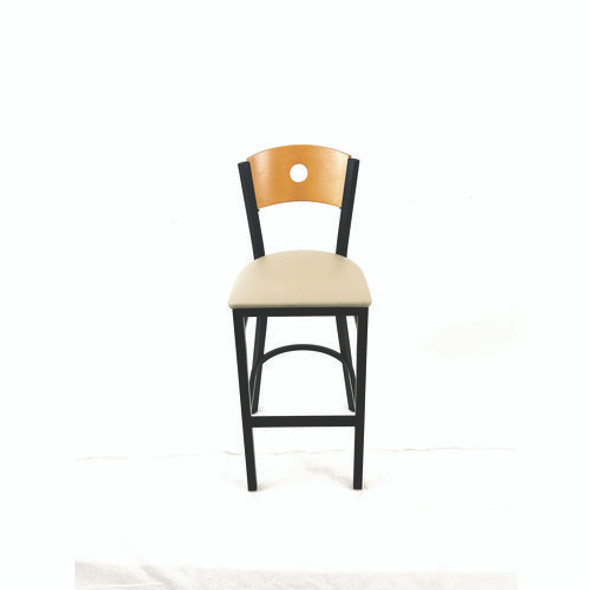 Circle Series Barstool, Supports Up to 300 lb, 28.5" Seat Height, Taupe Seat, Natural Back, Black Base Circle Series Barstool, Supports Up to 300 lb, 28.5" Seat Height, Taupe Seat, Natural Back, Black Base