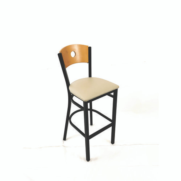 Circle Series Barstool, Supports Up to 300 lb, 28.5" Seat Height, Taupe Seat, Natural Back, Black Base Circle Series Barstool, Supports Up to 300 lb, 28.5" Seat Height, Taupe Seat, Natural Back, Black Base