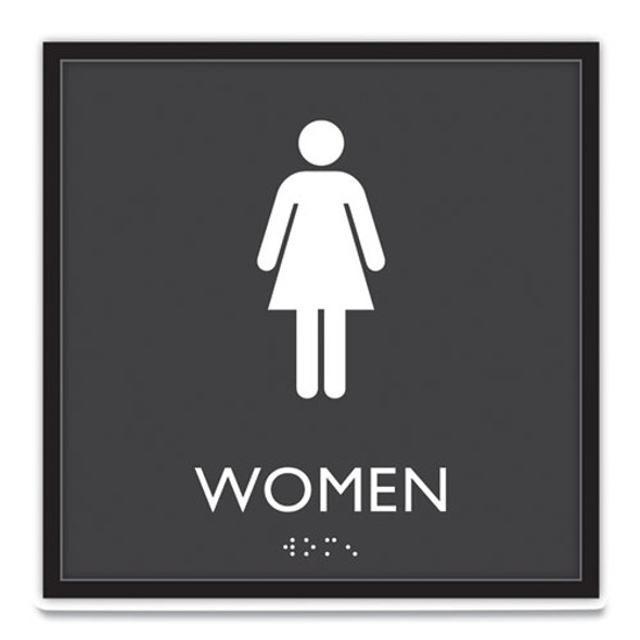 ADA Sign, Women, Plastic, 8 x 8, Clear/White
