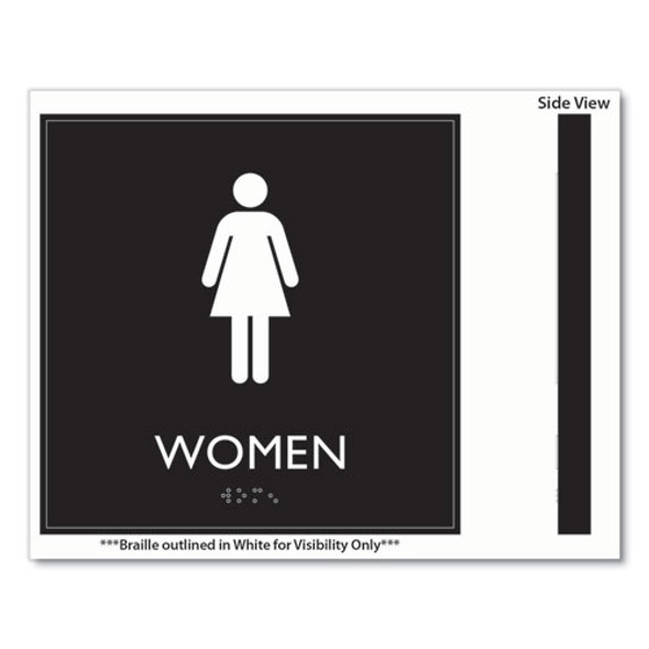 ADA Sign, Women, Plastic, 8 x 8, Clear/White
