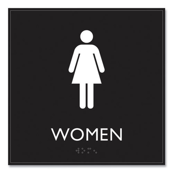 ADA Sign, Women, Plastic, 8 x 8, Clear/White
