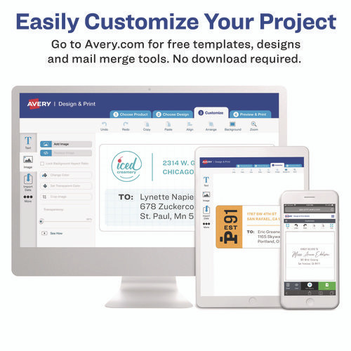 Send and Reply Piggyback Labels, Inkjet/Laser Printers, 1.63 x 4, White, 12/Sheet, 20 Sheets/Pack