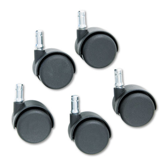 Safety Casters, Standard Neck, Grip Ring Type B Stem, 2" Hard Nylon Wheel, Matte Black, 5/Set Safety Casters, Standard Neck, Grip Ring Type B Stem, 2" Hard Nylon Wheel, Matte Black, 5/Set