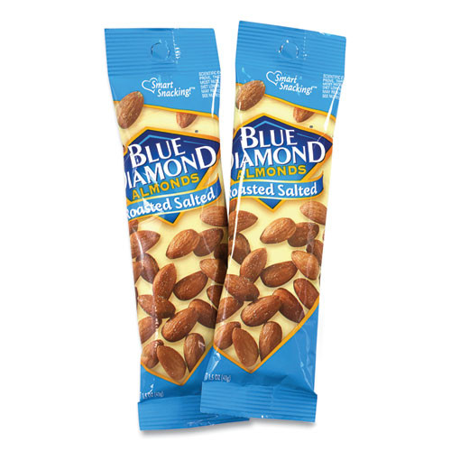 Roasted Salted Almonds, 1.5 oz Tube, 12 Tubes/Carton