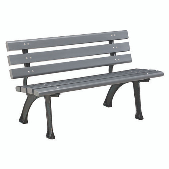 Recycled Plastic Benches with Back, 48" x 23" x 28", Gray Seat/Back, Gray Base