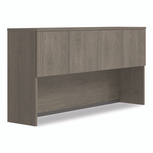 Alera Seville Hutch with Doors, 4 Compartments, 72w x 16d x 36h, Walnut