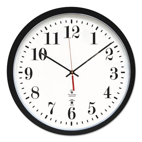 Black ATOMIC Contemporary Clock, 16.5" Overall Diameter, Black Case, 1 AA (sold separately)