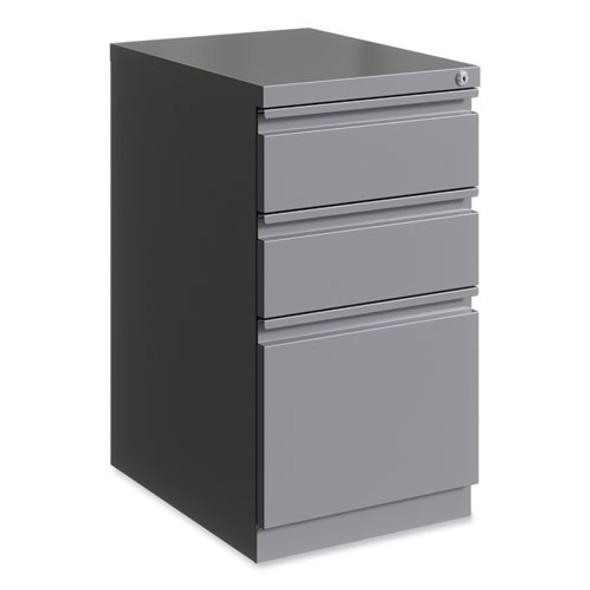 Full-Width Pull 20 Deep Mobile Pedestal File, 3-Drawer: Box/Box/File, Letter, Arctic Silver, 15 x 19.88 x 27.75