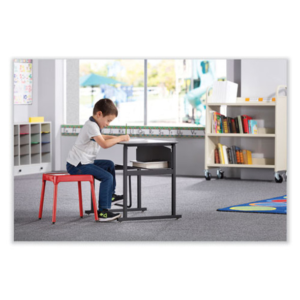 Steel Guest Stool, Backless, Supports Up to 275 lb, 15" to 15.5" Seat Height, Red Seat, Red Base Steel Guest Stool, Backless, Supports Up to 275 lb, 15" to 15.5" Seat Height, Red Seat, Red Base
