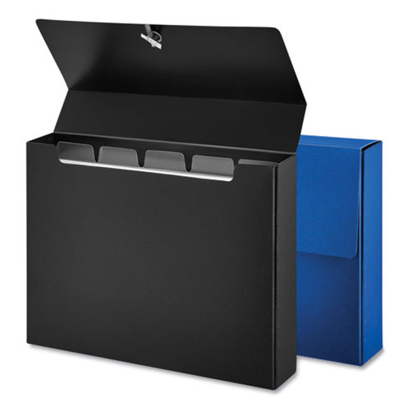 Poly Index Card Box, Holds 100 4 x 6 Cards, 4 x 1.33 x 6, Plastic, Black/Blue, 2/Pack