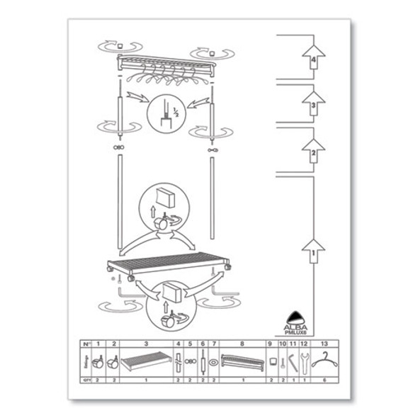 Garment Racks, Two-Sided, 2-Shelf Coat Rack, 6 Hanger/6 Hook, 44.8w x 21.67d x 70.8h, Silver/Wood