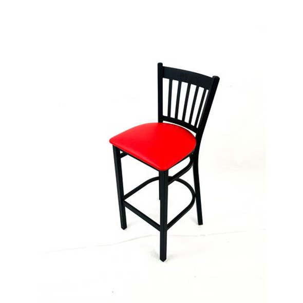 Cobra Series Barstool, Supports Up to 300 lb, 28.5" Seat Height, Red Seat, Black Back, Black Base