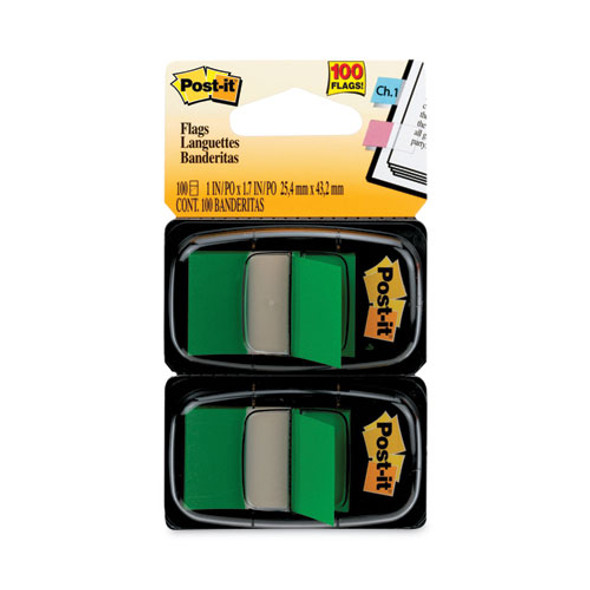 Standard Page Flags in Dispenser, Green, 50 Flags/Dispenser, 2 Dispensers/Pack