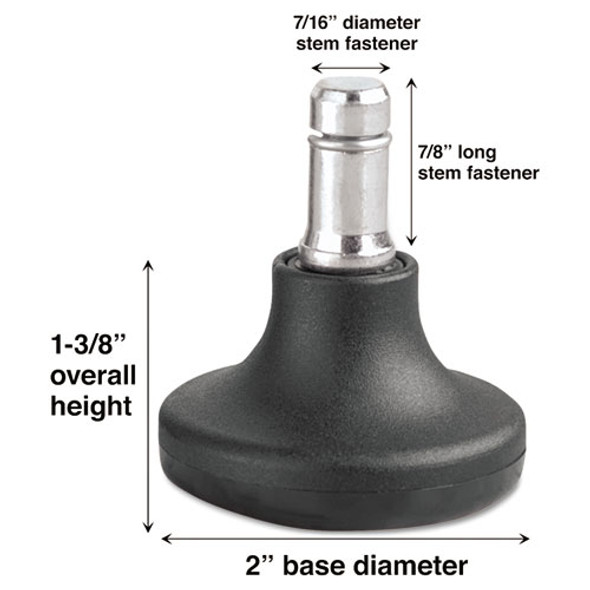 Low Profile Bell Glides, Grip Ring Type B Stem, 2" x 1.38" Glide, Matte Black, 5/Set Low Profile Bell Glides, Grip Ring Type B Stem, 2" x 1.38" Glide, Matte Black, 5/Set