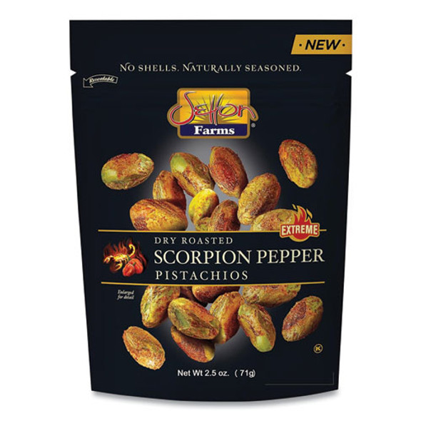 Scorpion Pepper Pistachios, 2.5 oz Bag, 8/Carton