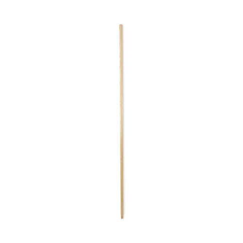 Threaded End Broom Handle, Lacquered Wood, 0.94" dia x 60", Natural