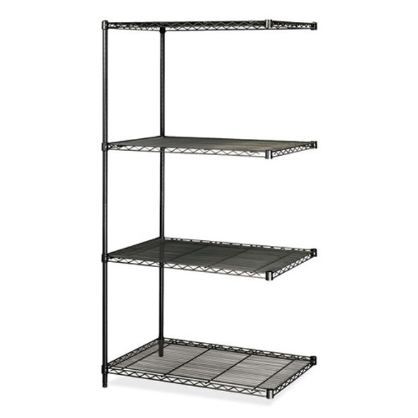 Industrial Add-On Unit, Four-Shelf, 36w x 24d x 72h, Steel, Black