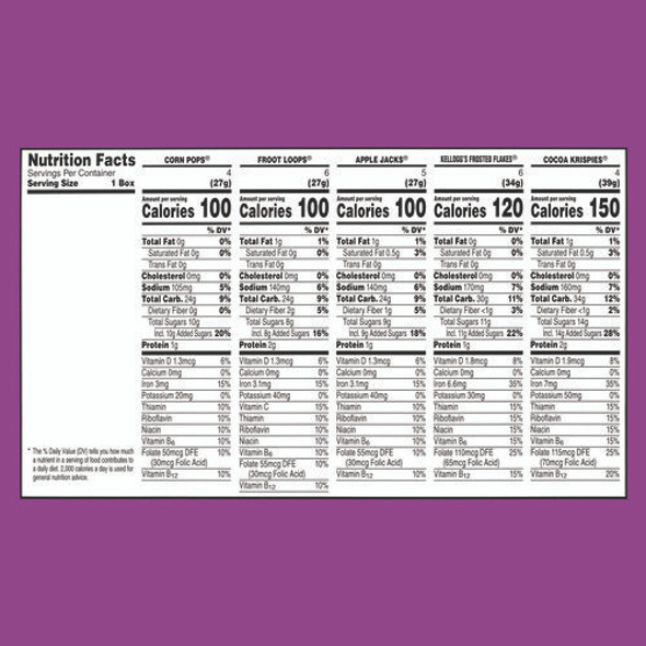 Cereal Assortment Pack, Assorted Flavors, Single Serve Box, 25/Carton