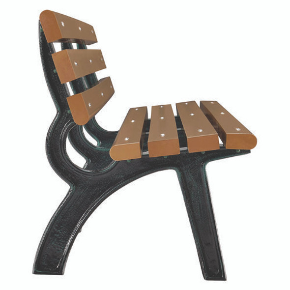 Recycled Plastic Benches with Back, 72" x 23" x 28", Tan Seat/Back, Black Base