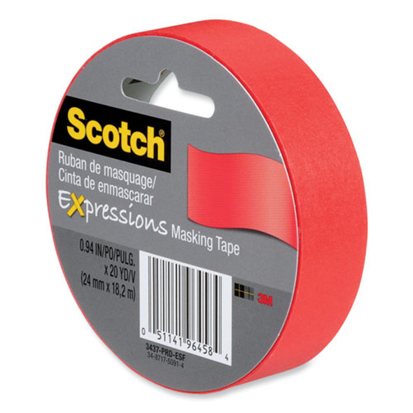 Expressions Masking Tape, 3" Core, 0.94" x 20 yds, Primary Red