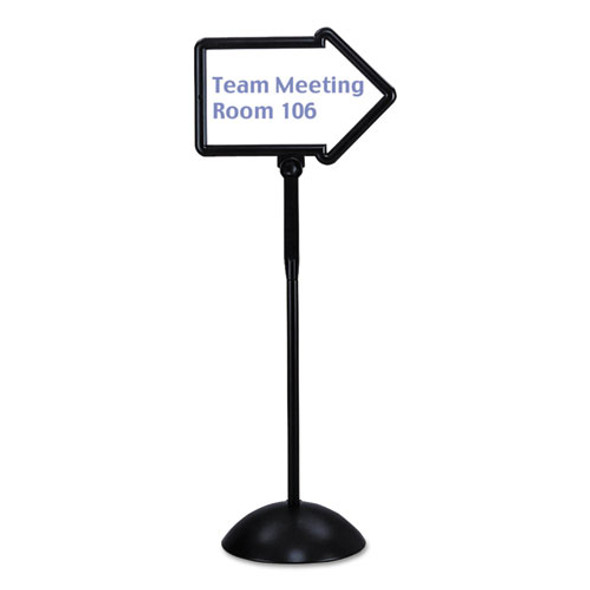 WriteWay Two-Sided Dry Erase Standing Message Sign, White 25.5" x 17.75" Arrow Surface, Black Frame, 25.5" x 17.75" x 64.25"