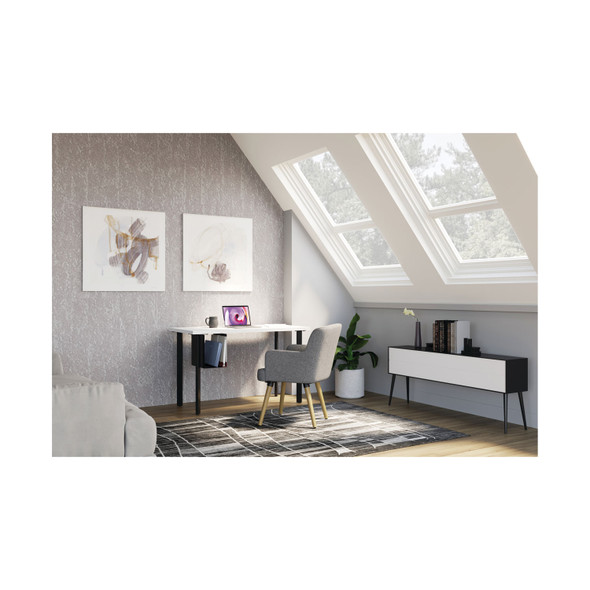 Coze Writing Desk Post Legs with U-Storage Compartment, 5.75" x 28", Designer White, 4 Legs/Set