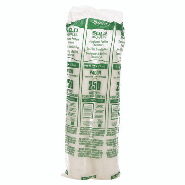 Polystyrene Portion Cups, 4 oz, Plastic, Translucent, 250/Bag, 10 Bags/Carton