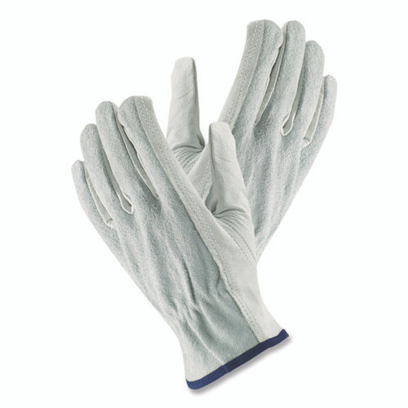 Top-Grain Leather Drivers Gloves with Shoulder-Split Cowhide Leather Back, Medium, Gray
