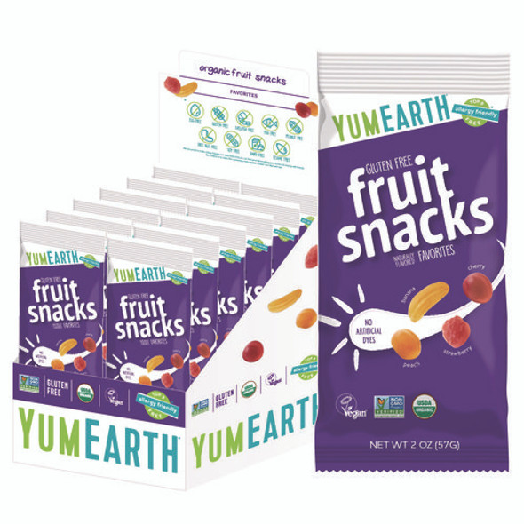 Organic Fruit Snacks, Assorted Flavors, 2 oz Bag, 12/Carton