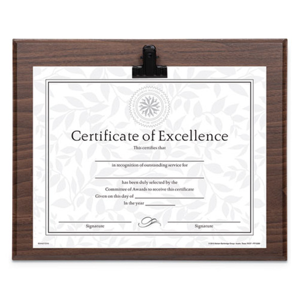 Plaque With Metal Clip, Wood, 8.5 x 11 Insert, Walnut