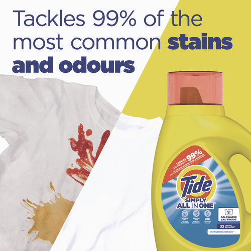 Simply Clean and Fresh Laundry Detergent, HE Compatible, Refreshing Breeze, 64 Loads, 84 oz Bottle, 4/Carton