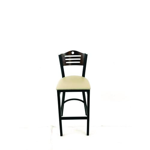 Eagle Series Barstool, Supports Up to 300 lb, 28.5" Seat Height, Taupe Seat, Dark Walnut Back, Black Base