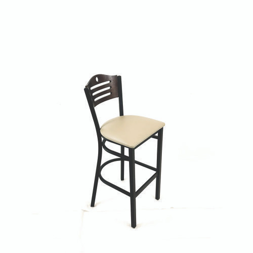 Eagle Series Barstool, Supports Up to 300 lb, 28.5" Seat Height, Taupe Seat, Dark Walnut Back, Black Base