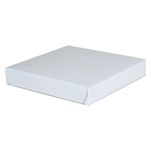Clay-Coated Paperboard Pizza Boxes, 9 x 9 x 1.5, White, Paper, 100/Carton Clay-Coated Paperboard Pizza Boxes, 9 x 9 x 1.5, White, Paper, 100/Carton