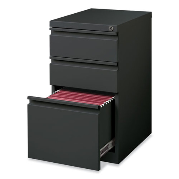 Full-Width Pull 20 Deep Mobile Pedestal File, 3-Drawer: Box/Box/File, Letter, Charcoal, 15 x 19.88 x 27.75