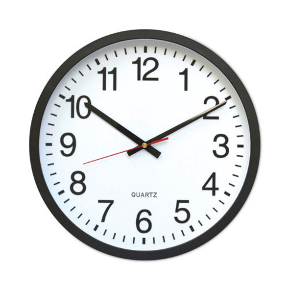 Classic Round Wall Clock, 12.63" Overall Diameter, Black Case, 1 AA (sold separately)